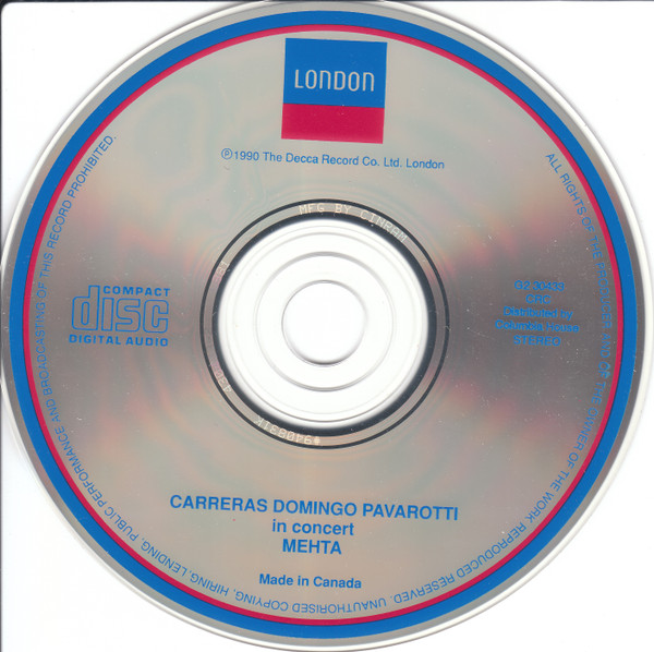 José Carreras, Placido Domingo, Luciano Pavarotti - In Concert (CD, Album, Club) (Near Mint (NM or M-)) - Image 2