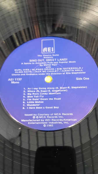 Alfred Drake, Burl Ives, Alma Kaye, Bibi Osterwald, Jack McCauley, Juanita Hall - Sing Out, Sweet Land! (LP, Mono, RE) (Mint (M)) - Image 2