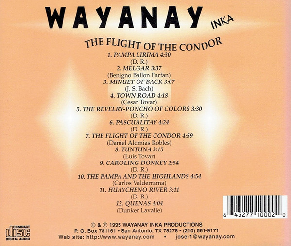 Wayanay Inka - The Flight Of The Condor (CD, Album) (Near Mint (NM or M-)) - Image 2