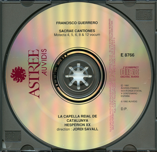 Francisco Guerrero, La Capella Reial De Catalunya, Hespèrion XX, Jordi Savall - Sacrae Cantiones (CD) (Near Mint (NM or M-)) - Image 2