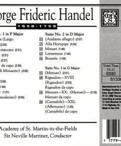 Alternative view of Georg Friedrich Händel, Sir Neville Marriner, The Academy Of St. Martin-in-the-Fields - Water Music (CD, Album, Club) (Near Mint (NM or M-))