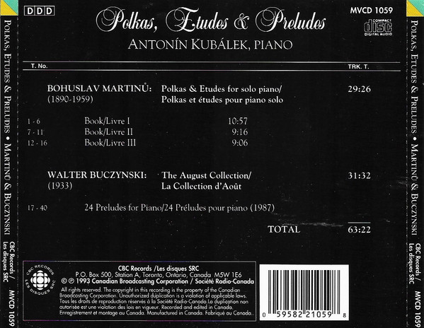 Bohuslav Martinů & Walter Buczynski, Antonin Kubalek - Polkas, Etudes & Preludes (CD, Album) (Near Mint (NM or M-)) - Image 3