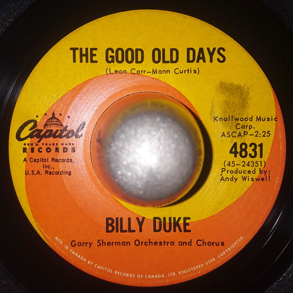Billy Duke - Summer At The Shore (7", Single) (Very Good Plus (VG+)) - Image 2