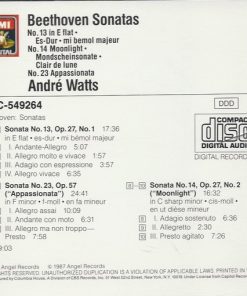 Alternative view of Ludwig van Beethoven, André Watts - Sonatas No. 13 In E Flat, No. 14 Moonlight, No. 23 Appassionata (CD, Album, Club) (Very Good Plus (VG+))