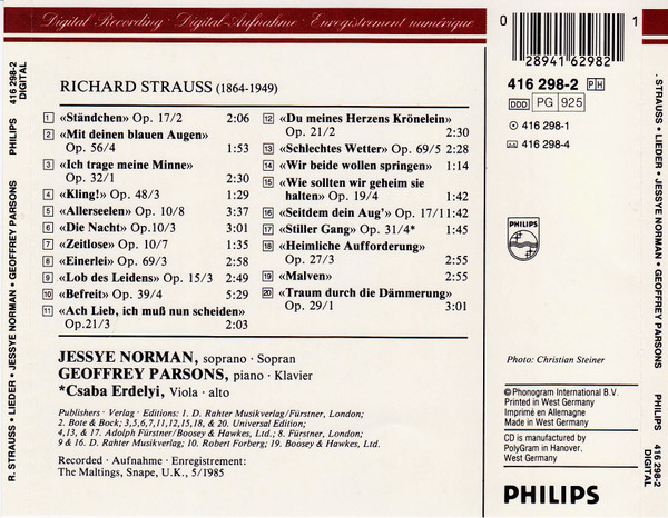 Richard Strauss - Jessye Norman, Geoffrey Parsons (2) - Lieder (CD, Album, Sli) (Near Mint (NM or M-)) - Image 5