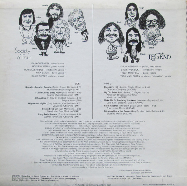 Legend (80), Society Of Four - Saskatoon's Finest (LP, Comp) (Mint (M)) - Image 2