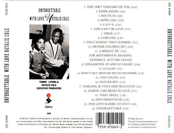 Natalie Cole - Unforgettable With Love (CD, Album) (Near Mint (NM or M-)) - Image 2
