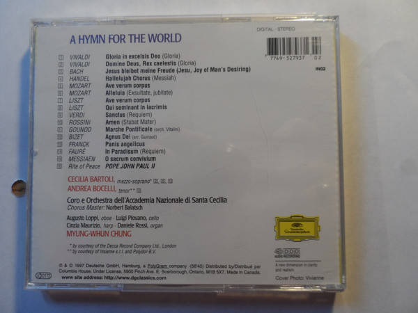 Cecilia Bartoli, Andrea Bocelli, Myung-Whun Chung - A Hymn For The World (CD, Album) (Near Mint (NM or M-)) - Image 2