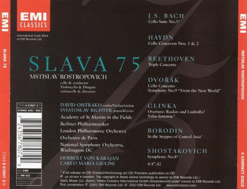 Mstislav Rostropovich - The Official 75th Birthday Edition · Slava 75 (4xCD, Comp) (Near Mint (NM or M-)) - Image 2