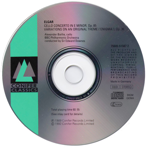 Sir Edward Elgar, BBC Philharmonic - Cello Concerto - Enigma Variations (CD) (Near Mint (NM or M-)) - Image 3