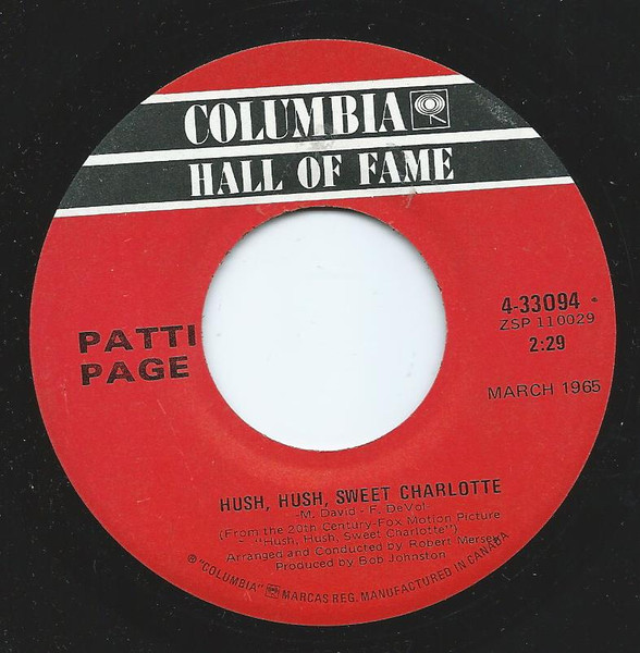 Patti Page - Hush, Hush, Sweet Charlotte (7", Single, RE) (Near Mint (NM or M-))