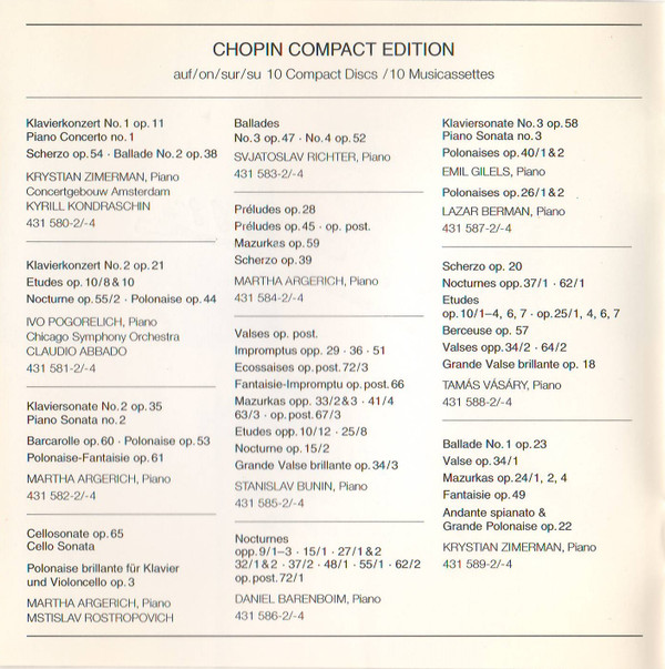 Frédéric Chopin, Martha Argerich - 26 Preludes / 3 Mazurken Op. 59 / Scherzo Op. 39 (CD, Comp, RP) (Near Mint (NM or M-)) - Image 5