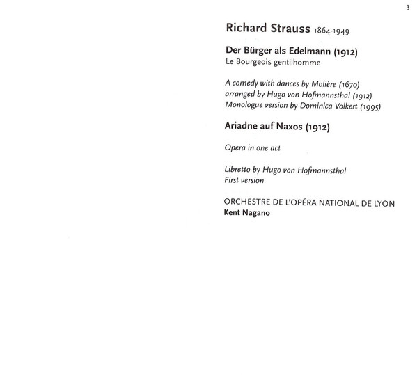 Richard Strauss, Margaret Price, Sumi Jo, Gösta Winbergh, Ernst Theo Richter, Kent Nagano, Orchestre De L'Opéra De Lyon - Der Bürger Als Edelmann / Ariadne Auf Naxos (2xCD, Album) (Near Mint (NM or M-)) - Image 3