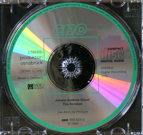 Johann Gottlieb Graun - Les Amis De Philippe - Trio Sonatas (CD, Album) (Near Mint (NM or M-)) - Image 3