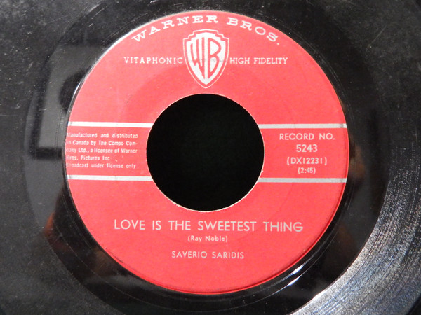 Saverio Saridis - Here's Where I Belong / Love Is The Sweetest Thing (7", Single) (Very Good Plus (VG+)) - Image 2