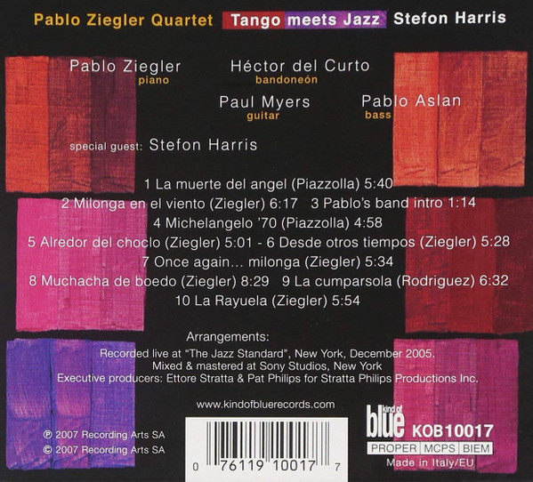 Pablo Ziegler Quartet Featuring Stefon Harris - Tango & All That Jazz (CD, Album) (Near Mint (NM or M-)) - Image 2