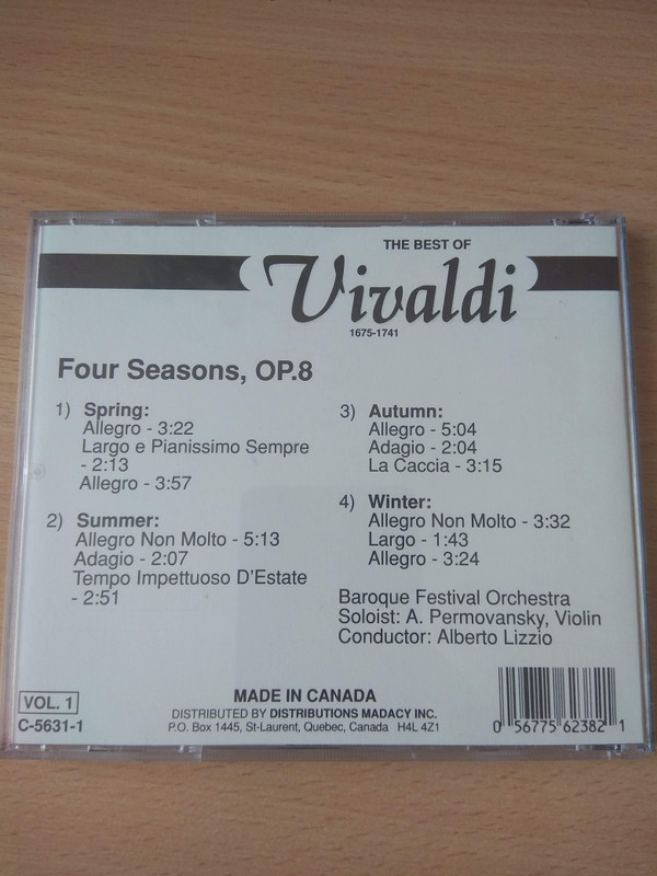 Antonio Vivaldi - The Best of Vivaldi Vol. 1 (CD) (Near Mint (NM or M-)) - Image 2
