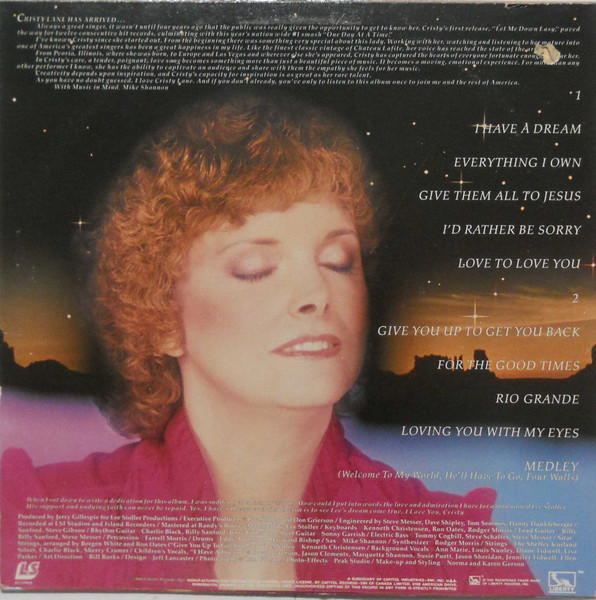 Cristy Lane - I Have A Dream (LP, Album) (Mint (M)) - Image 2