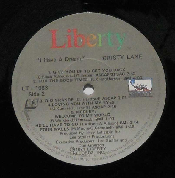 Cristy Lane - I Have A Dream (LP, Album) (Mint (M)) - Image 4