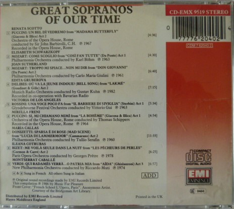 Various - Great Sopranos Of Our Time (CD, Comp) (Near Mint (NM or M-)) - Image 2