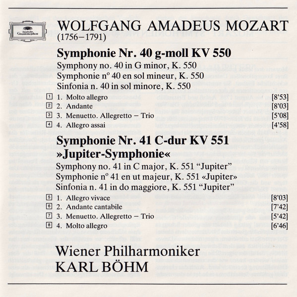 Wolfgang Amadeus Mozart, Wiener Philharmoniker, Karl Böhm - Symphonien No.41 »Jupiter« · No.40 (CD, Album) (Near Mint (NM or M-)) - Image 5