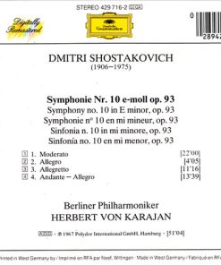 Alternative view of Dmitri Shostakovich, Berliner Philharmoniker, Herbert von Karajan - Symphony No. 10 (CD, RE, RM) (Near Mint (NM or M-))