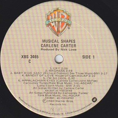 Carlene Carter - Musical Shapes (LP, Album) (Mint (M)) - Image 3