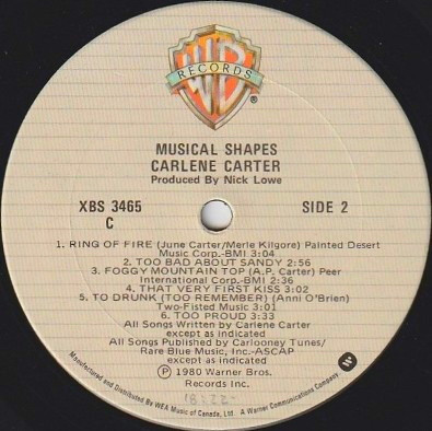 Carlene Carter - Musical Shapes (LP, Album) (Mint (M)) - Image 4