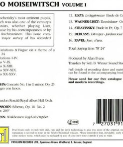 Alternative view of Benno Moiseiwitsch - Johannes Brahms, Felix Mendelssohn-Bartholdy, Robert Schumann, Franz Liszt, Richard Wagner, Igor Stravinsky, Claude Debussy, Maurice Ravel - Benno Moiseiwitsch - Volume I (CD, Comp, Mono) (Near Mint (NM or M-))
