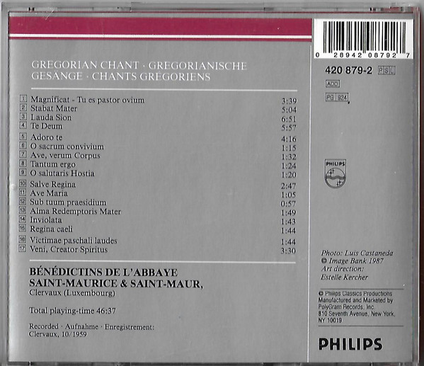 Benediktiner Mönche Der Abtei Saint-Maurice & Saint-Maur - Salve Regina (Gregorian Chant • Gregorianische Gesänge • Chants Grégoriens) (CD, Album, RE, RM) (Near Mint (NM or M-)) - Image 2
