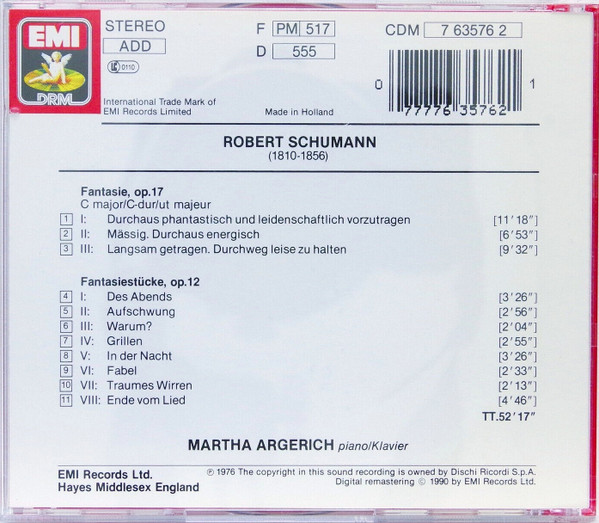 Robert Schumann - Martha Argerich - Fantasiestücke Op. 12 / Fantasie Op. 17 (CD, Album, RE, RM) (Near Mint (NM or M-)) - Image 3