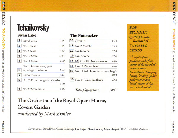 Pyotr Ilyich Tchaikovsky, Orchestra Of The Royal Opera House, Covent Garden Conducted By Mark Ermler - Swan Lake, The Nutcracker Extended Suites (CD, Album) (Near Mint (NM or M-)) - Image 2