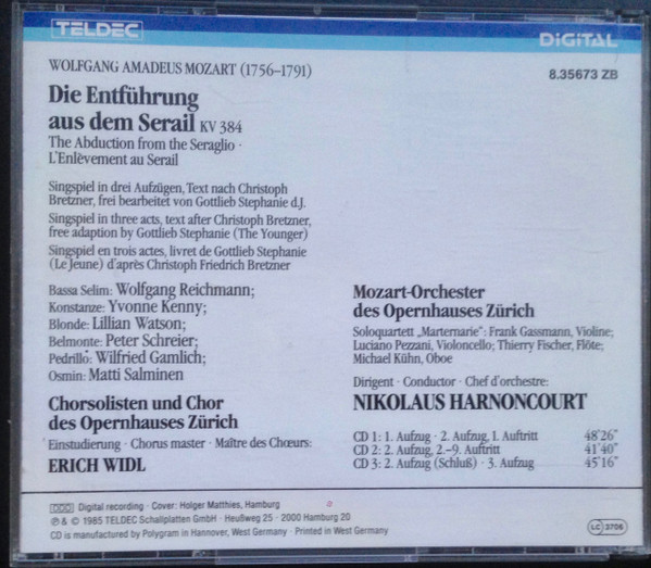 Wolfgang Amadeus Mozart – Nikolaus Harnoncourt - Die Entführung Aus Dem Serail (3xCD, Album) (Near Mint (NM or M-)) - Image 4
