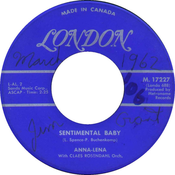 Anna-Lena Löfgren With Claes Rosendahls Orkester - Iwan Iwanowitsch / Sentimental Baby (7", Single) (Very Good Plus (VG+)) - Image 2