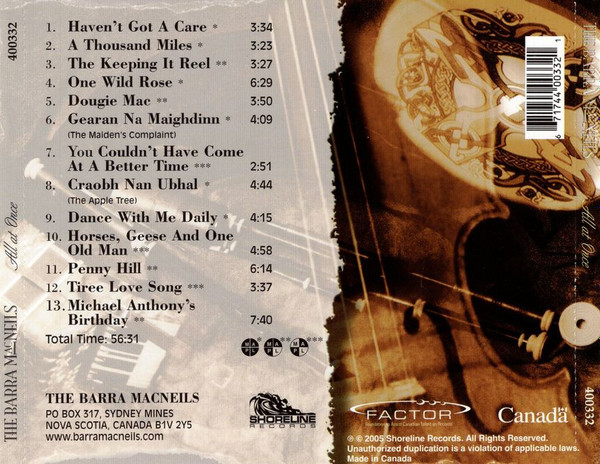 The Barra MacNeils - All At Once (CD, Album) (Mint (M)) - Image 2