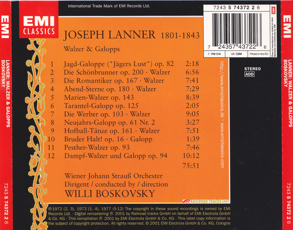 Wiener Johann Strauss Orchestra, Willi Boskovsky - Lanner: Walzer & Galopps (CD, Comp) (Near Mint (NM or M-)) - Image 2