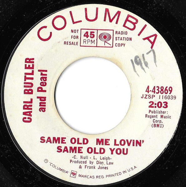 Carl & Pearl Butler - Dreaming Of A Little Cabin / Same Old Me Lovin' Same Old You (7", Single, Promo) (Very Good (VG)) - Image 2