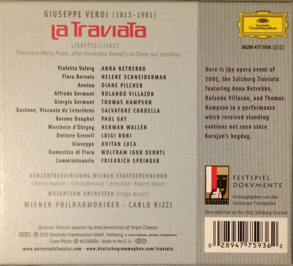 Giuseppe Verdi - Anna Netrebko, Rolando Villazón, Thomas Hampson, Wiener Philharmoniker, Carlo Rizzi - La Traviata (2xCD, Album + Box) (Near Mint (NM or M-)) - Image 2