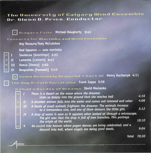 The University Of Calgary Wind Ensemble, Glenn D. Price - Gardens Of Dreams (CD) (Mint (M)) - Image 2