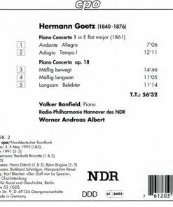 Alternative view of Hermann Goetz - Volker Banfield, Radio-Philharmonie Hannover Des NDR, Werner Andreas Albert - Piano Concertos Nos 1 & 2 (CD, Album) (Near Mint (NM or M-))