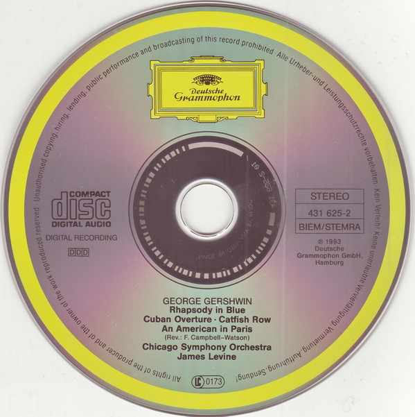 George Gershwin, James Levine (2) · Chicago Symphony Orchestra - Rhapsody In Blue · An American In Paris · "Porgy And Bess" Suite (Catfish Row) · Cuban Overture (CD) (Near Mint (NM or M-)) - Image 3