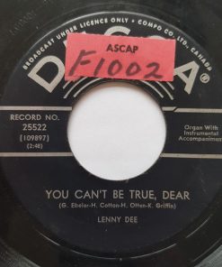 Alternative view of Lenny Dee (2) - Plantation Boogie / You Can't Be True, Dear (7", Single) (Very Good Plus (VG+))