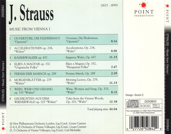 Johann Strauss Jr. - Music From Vienna I (CD, Comp) (Near Mint (NM or M-)) - Image 2