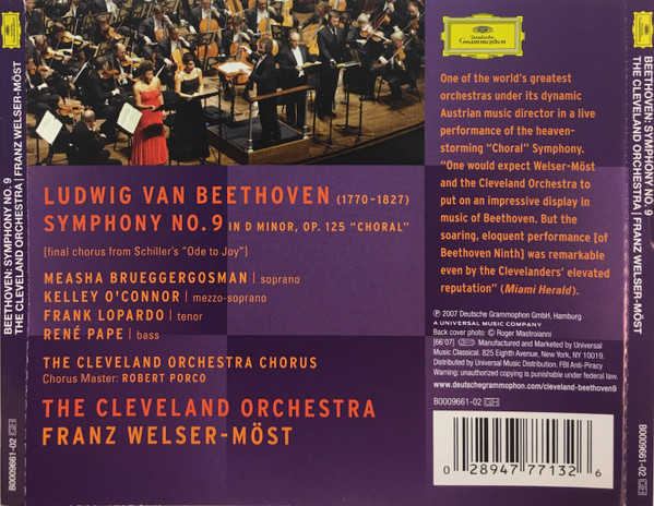 Ludwig van Beethoven - The Cleveland Orchestra, Franz Welser-Möst - Symphony No. 9 (CD) (Very Good Plus (VG+)) - Image 2