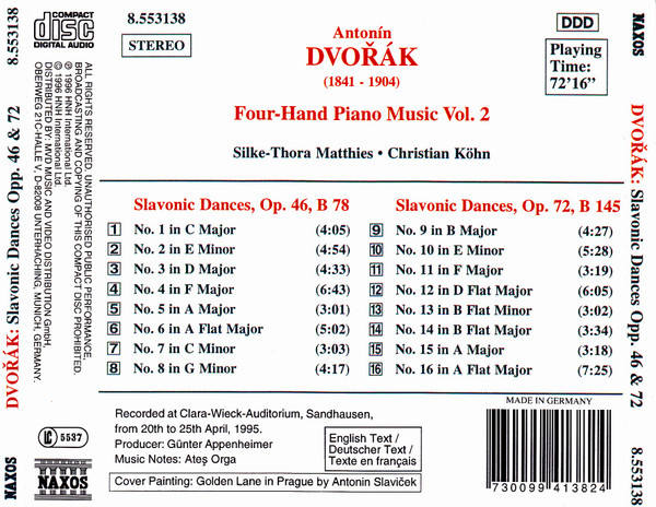 Antonín Dvořák, Silke-Thora Matthies, Christian Köhn - Four-Hand Piano Music Vol.2 (CD) (Near Mint (NM or M-)) - Image 2
