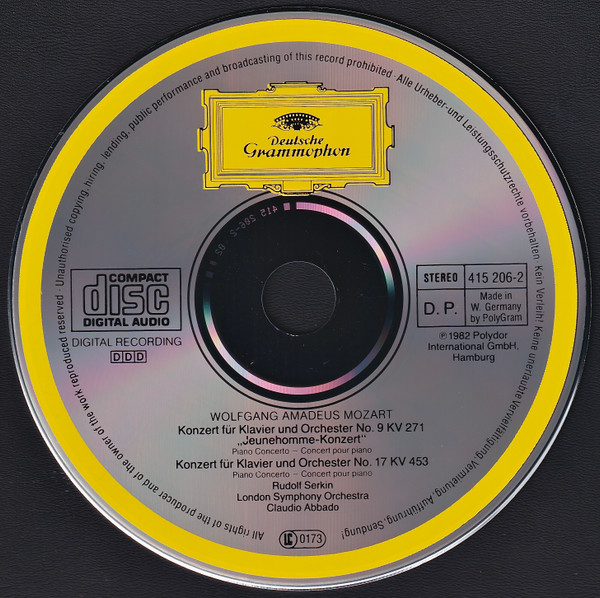 Wolfgang Amadeus Mozart, London Symphony Orchestra, Rudolf Serkin, Claudio Abbado - Klavierkonzerte Nos. 9 & 17 (CD, Album, RE) (Very Good Plus (VG+)) - Image 3
