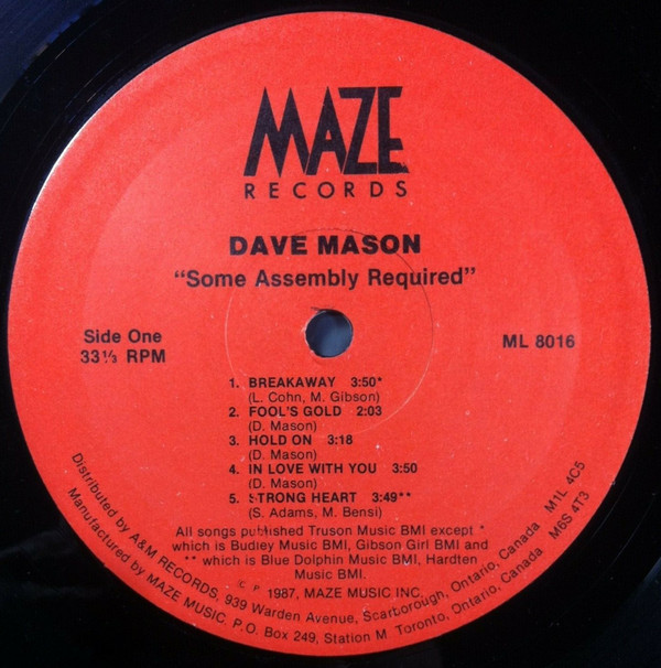 Dave Mason - Some Assembly Required (LP, Album, RE) (Mint (M)) - Image 3