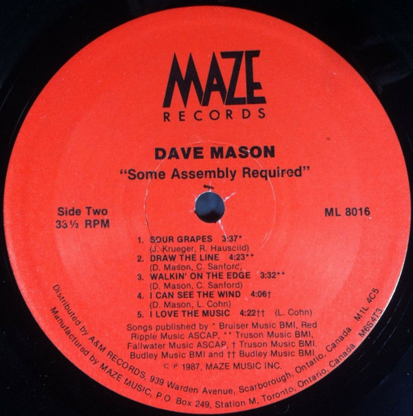 Dave Mason - Some Assembly Required (LP, Album, RE) (Mint (M)) - Image 4
