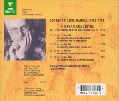Ton Koopman, The Amsterdam Baroque Orchestra, Georg Friedrich Händel - 4 Organ Concertos - No. 13 (The Cuckoo And The Nightingale), Nos. 14, 15, 16 (CD, Album) (Near Mint (NM or M-)) - Image 2