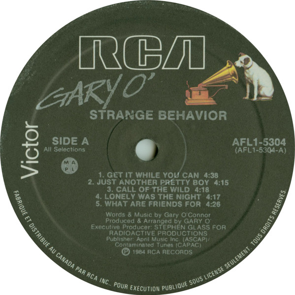 Gary O'Connor - Strange Behavior (LP, Album) (Mint (M)) - Image 3